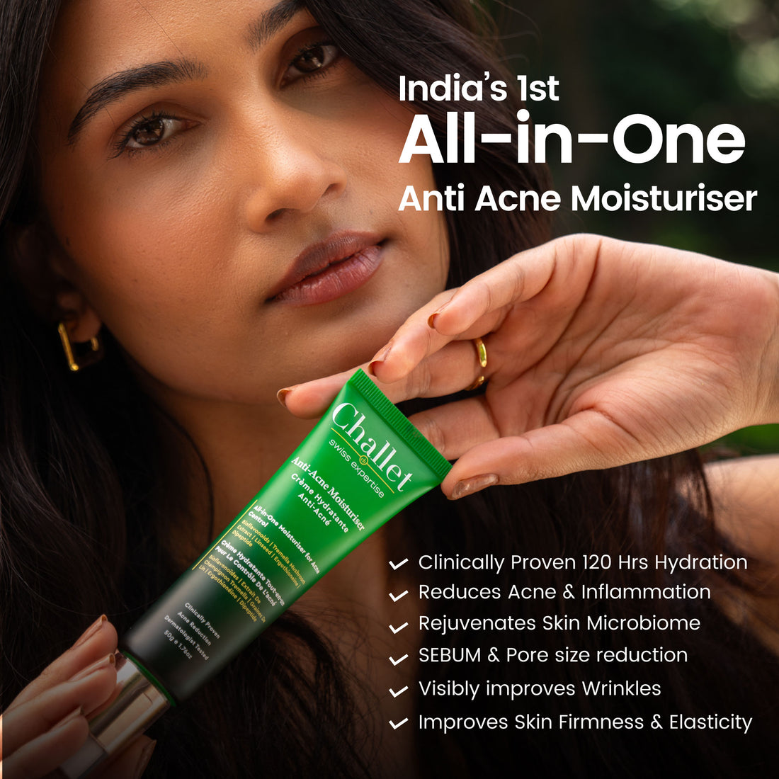 Anti Acne Moisturiser - 50 gm- All in one, 5 in 1, Rare Ingredients from Switzerland, Europe&  Japan, Rejuvenates the Skin Microbiome, improves Skin Firmness & Elasticity