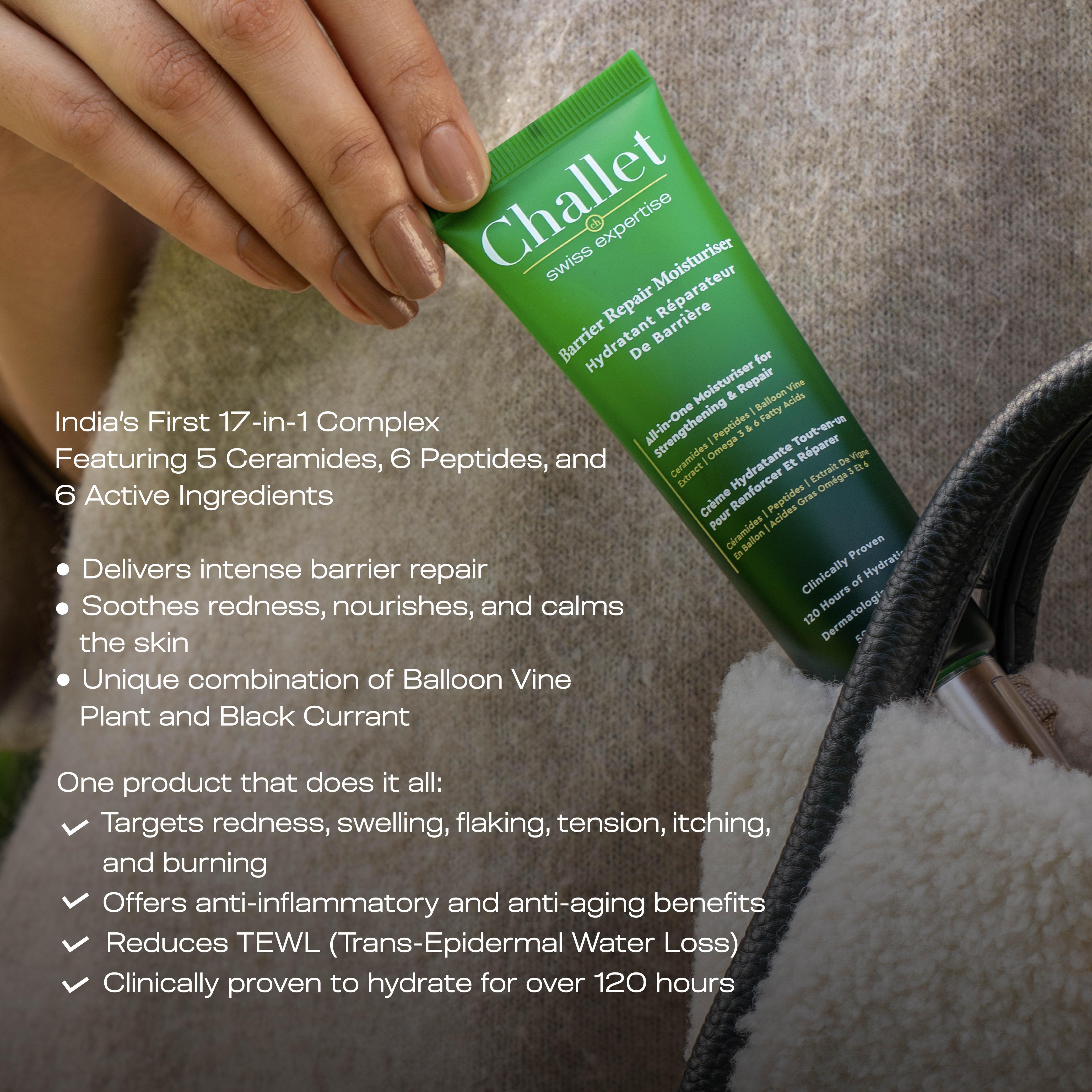 Barrier Repair Moisturiser- 50 gm- All in one, 17 in 1,Rare Ingredients from Switzerland, Europe&  Japan,120 hrs Hydration, 5 Ceramides, 6 Peptides & 6 Active Ingredients