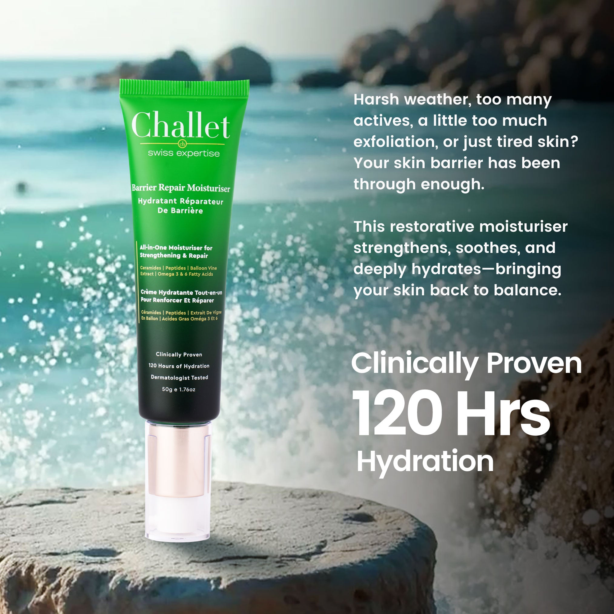 Barrier Repair Moisturiser- 50 gm- All in one, 17 in 1,Rare Ingredients from Switzerland, Europe&  Japan,120 hrs Hydration, 5 Ceramides, 6 Peptides & 6 Active Ingredients