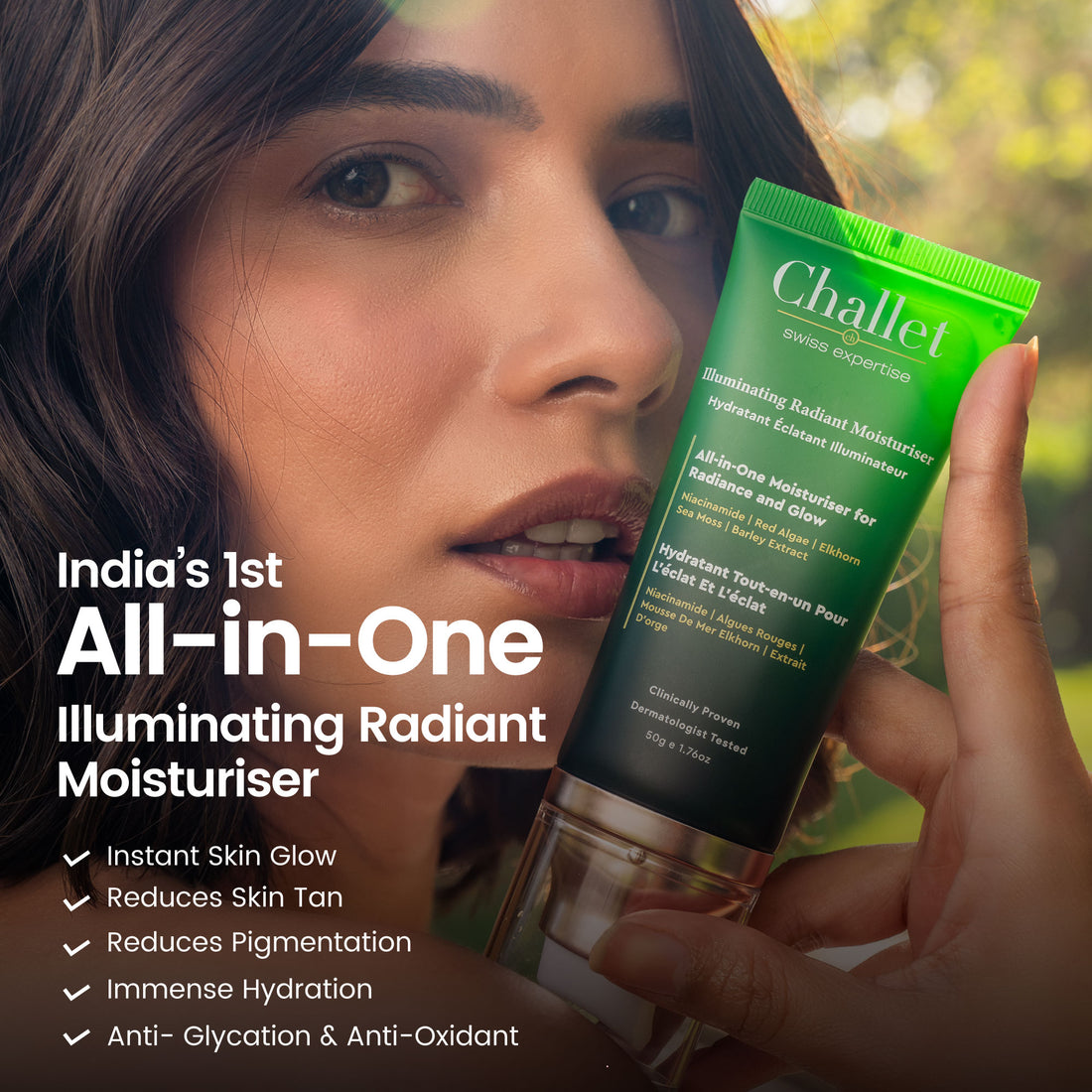 Illuminating Radiant Moisturiser - 50gm- All in one, 5 in 1, Rare Ingredients from Switzerland, Europe& Japan,Immense Skin Glow & hydration, Reduces Skin Tan & Pigmentation